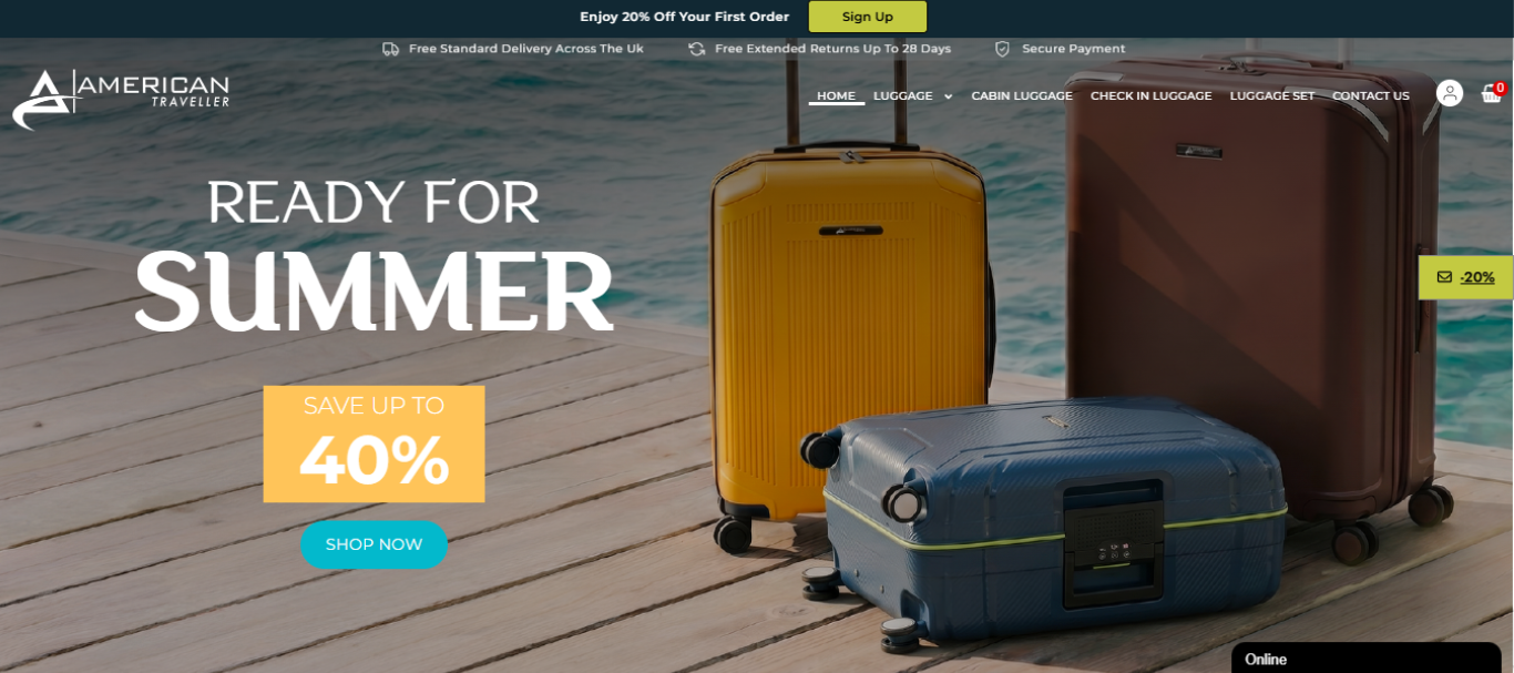 American Traveller website homepage preview