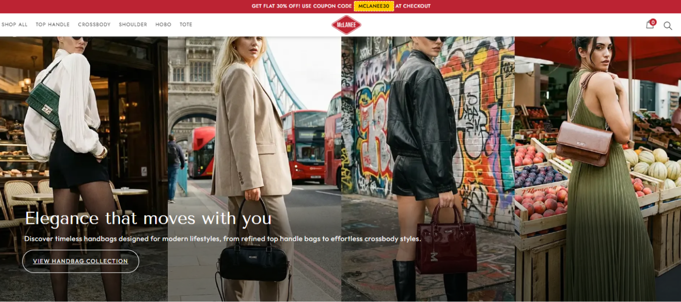 Mclanee website homepage preview